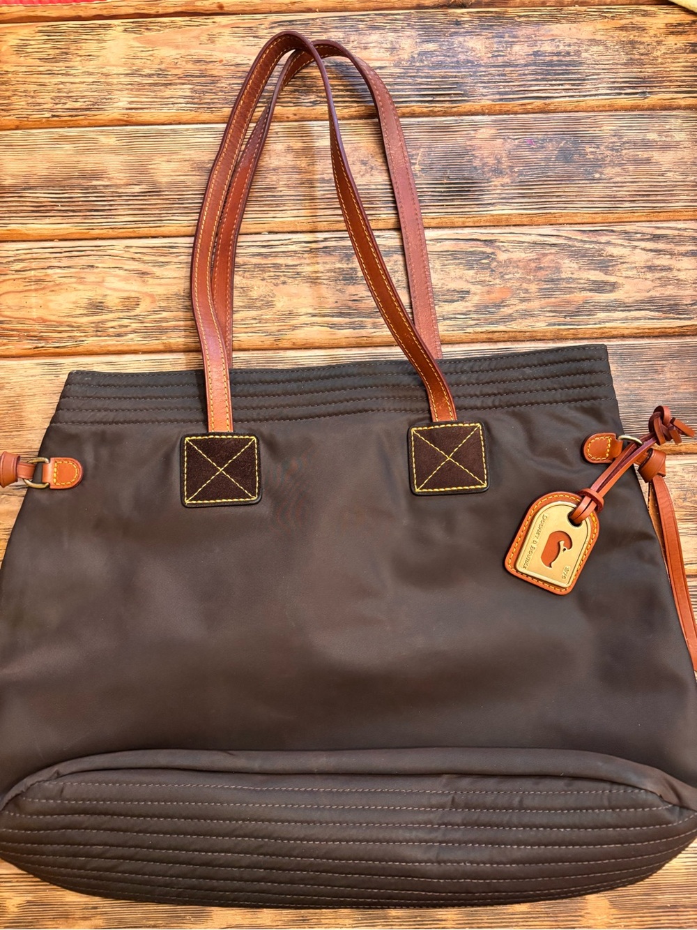 Dooney & Bourke Hot Pink Interior Tote with Brown Leather Trim